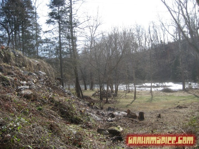 looking back towards the shed from the burn pits area