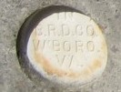 old concrete abutment, possible piece of old bridge. Note the bridge company is from nearby Waynesboro, VA