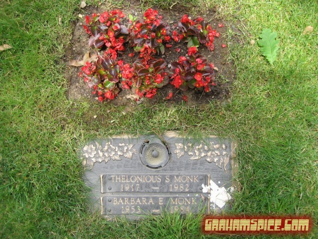 Gravestone of Thelonious S. Monk (1917 - 1982) and daughter Barbara E. Monk (1953 - 1984) at Ferncliff Cemetary in Hartsdale, NY