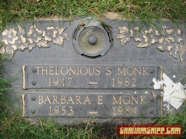 Gravestone of Thelonious S. Monk (1917 - 1982) and daughter Barbara E. Monk (1953 - 1984) at Ferncliff Cemetary in Hartsdale, NY